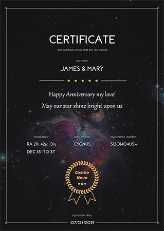 name a star certificate